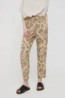 Kalhoty Sisley dámské, béžová barva, jednoduché, high waist