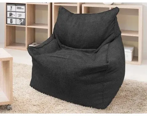 Sedací vak Norvik, čierna štruktúrovaná tkanina%