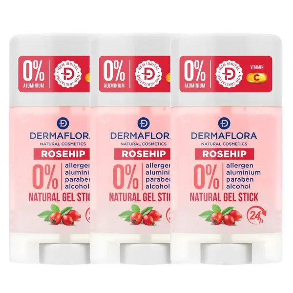 DERMAFLORA gélový deodorant so šípkovým olejom 3ks