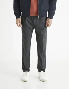 Tmavošedé pánske kockované nohavice Celio Avocheck