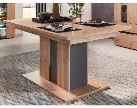 Rozkládací jídelní stůl Memphis 160x90 cm, dub artisan/grafit