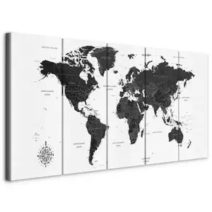 artgeist MALBA NA PLÁTNĚ, text, mapa světa, 200/80/1,2 cm