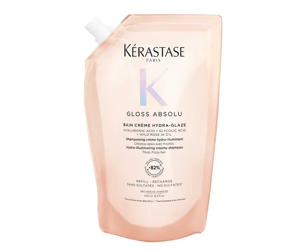 Hydratační a rozjasňující šampon pro pevné a krepaté vlasy Kérastase Gloss Absolu Bain Créme Hydra-Glaze-500 ml, náhradní náplň + dárek zdarma