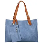 Trendy dámská koženková kabelka na rameno Valika, džínově modrá