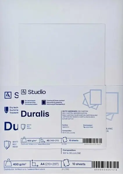 Bílý karton Duralis 400g A5, 10 listů