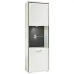 Livetastic VITRÍNA, šedá, barvy stříbra, bílá, vysoce lesklá bílá, 64/201/38 cm