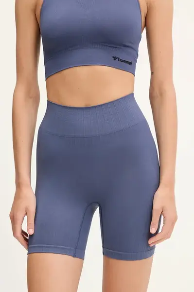 Tréninkové šortky Hummel Define fialová barva, high waist, 224138