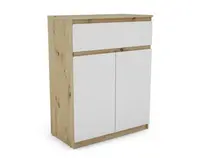 Skříňka se šuplíkem Carlos, dub artisan/bílá, 80 cm