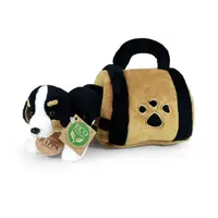 Plyšový pes bernský salašnický v přepravce 15 cm ECO-FRIENDLY
