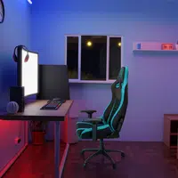 MID.YOU HERNÍ ŽIDLE, vzhled kůže, plochá tkanina, černá, tyrkysová