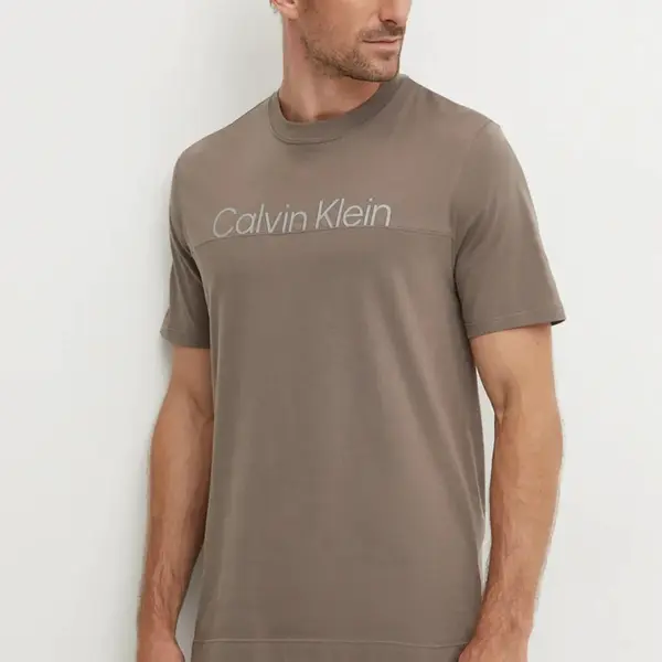 Tričko Calvin Klein Performance hnědá barva, s potiskem, 00GMF4K142