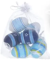 Vajíčko W033821 dekorační plastové malované 6 cm, 6ks v organza sáčku