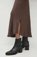 Kožené kotníkové boty Answear.LAB dámské, černá barva, na podpatku