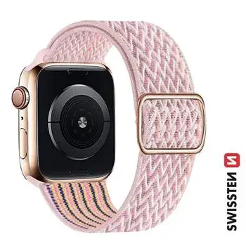 Swissten řemínek pro Apple Watch nylonový 42 / 44 / 45 / 49 mm, růžová (se sponou)