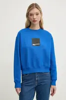 Bavlněná mikina Karl Lagerfeld Jeans dámská, modrá barva, s potiskem, A1W20006