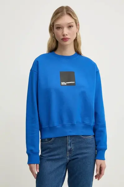 Bavlněná mikina Karl Lagerfeld Jeans dámská, modrá barva, s potiskem, A1W20006