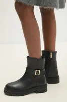 Kožené kotníkové boty Answear.LAB dámské, černá barva, na plochém podpatku