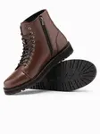 Ombre Men's shoes with high upper in glossy eco leather - dark brown