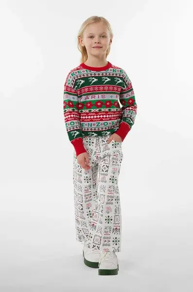 Dětský svetr s příměsí vlny Kenzo Kids červená barva