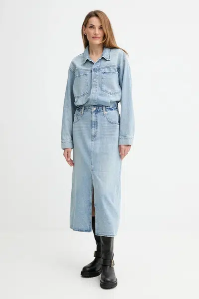 Džínové šaty Levi's modrá barva, maxi, 0002Q