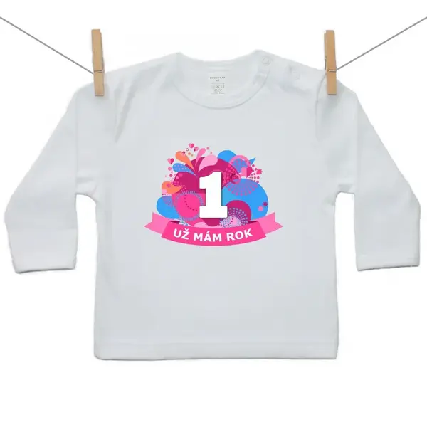 Boodyy Tričko s dlhým rukávom Už mám 1 rok Rúžová 98 (2-3 roky)