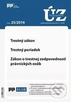 Úplné znenia zákonov 25/2016 (Trestný zákon, Trestný poriadok, Zákon o trestnej zodpovednosti...)