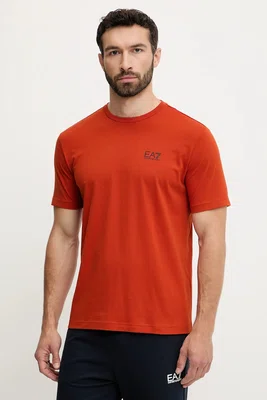 Bavlněné tričko EA7 Emporio Armani pánské, šedá barva, s potiskem, AF10375.7M000567