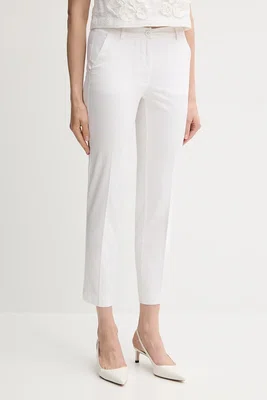 Kalhoty Sisley dámské, bílá barva, high waist, 4VPHL5AH6