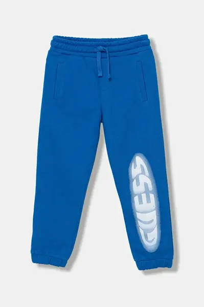 Dětské bavlněné tepláky Guess modrá barva, s potiskem, N5YQ18 KAD74