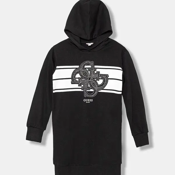 Dětské bavlněné šaty Guess černá barva, mini, J5YK04 KA6R4