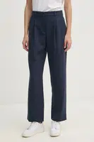 Kalhoty Abercrombie & Fitch dámské, tmavomodrá barva, jednoduché, high waist, KI156-4360