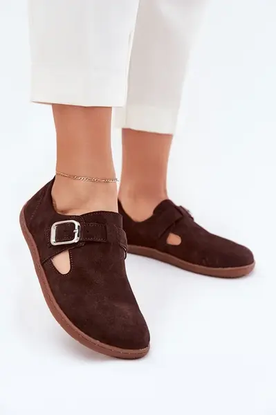 Semišové Polobotky Barefoot Dámské S Přezkou Látky Zazoo