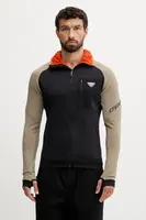 Sportovní mikina Dynafit Radical Polartec zelená barva, s kapucí, vzorovaná, 08.0000071122