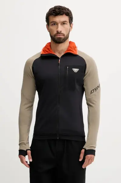 Sportovní mikina Dynafit Radical Polartec zelená barva, s kapucí, vzorovaná, 08.0000071122