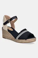Sandále Tommy Hilfiger FRINGE CANVAS MEDIUM WEDGE