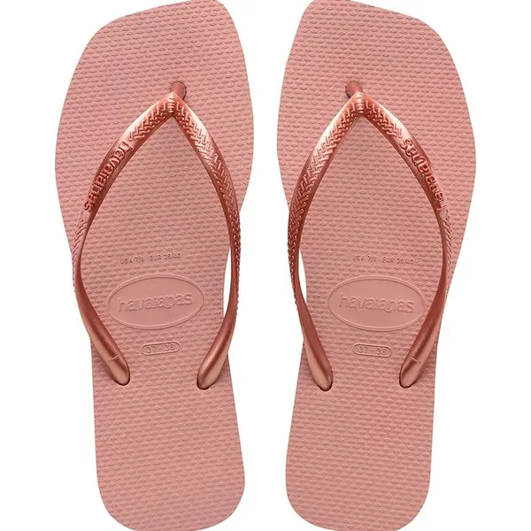 Žabky Havaianas SQUARE dámske, ružová farba, na plochom podpätku, 4148301.3544