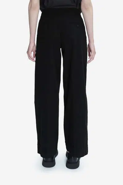 Bavlnené nohavice A.P.C. Pantalon Euphemia čierna farba, rovné, vysoký pás, COFAM-F08427 BLACK