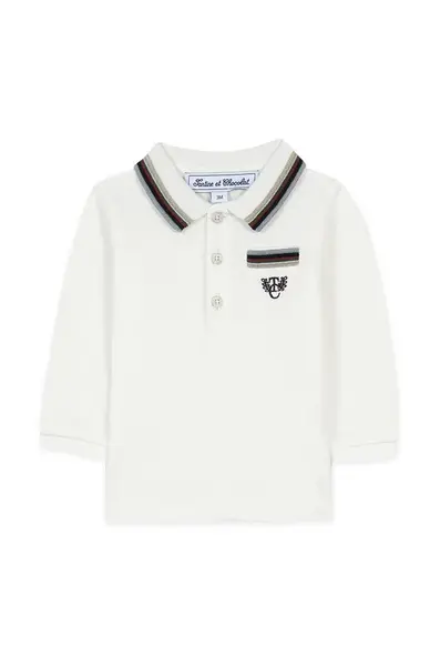 Detské bavlnené tričko s dlhým rukávom Tartine et Chocolat biela farba, jednofarebné, TZ11061