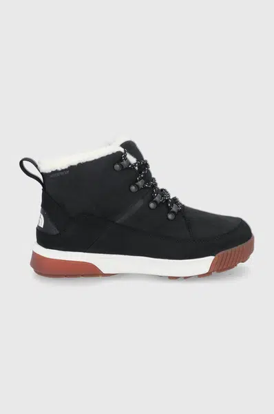 Kožená obuv The North Face W SIERRA MID LACE WP dámska, čierna farba, jemne zateplené