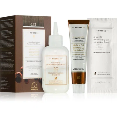 Korres Argan Oil permanentní barva na vlasy s arganovým olejem odstín 6.73 Golden Cocoa 50 ml