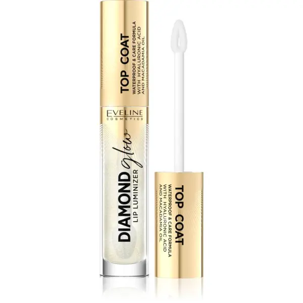 Eveline Cosmetics Diamond Glow třpytivý lesk na rty s kyselinou hyaluronovou odstín 12 Top Coat 4.5 ml