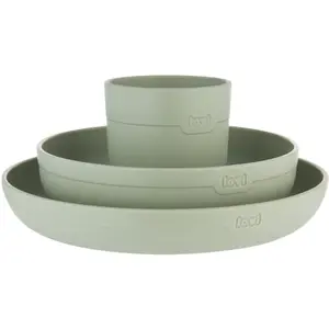 LOVI Tableware Set with Cup jídelní sada Pistachio 3 ks