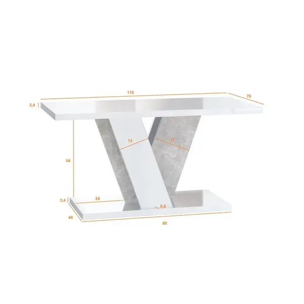 Home Collective KONFERENČNÍ STOLEK 110 cm bílý lesklý