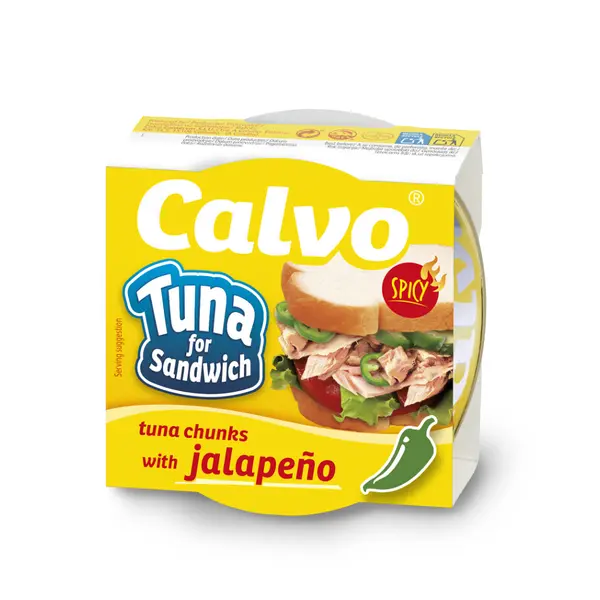 CALVO Sandwich tuňák s paprikami jalapeño ve slunečnicovém oleji 142 g