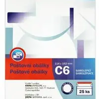 Obálka kancelářská C6/25ks samolepicí