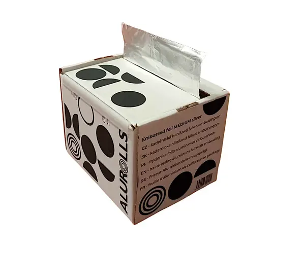 Profesionální kadeřnická hliníková fólie s embossingem Subrina Professional - 100 m, stříbrná (X 27) + dárek zdarma