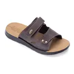 Pánské pantofle z eko kůže na suchý zip hnědé vel. 44