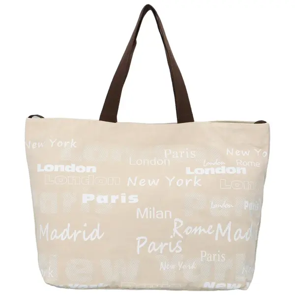 Látková plážová taška světle béžová - Just Glamour