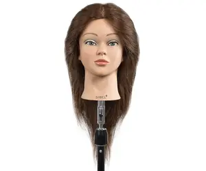 Cvičná hlava s přírodními vlasy Sibel Anna - hnědá, 15-45 cm (0040801) + dárek zdarma