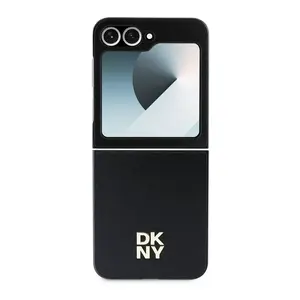 Zadní kryt DKNY PU Leather Stack Logo pro Samsung Galaxy Z Flip6/7 FE, černá